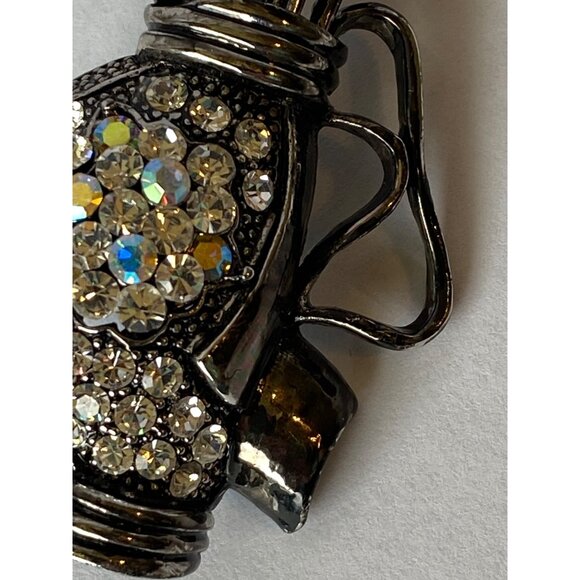 Vintage LS Golf Bag AB Rhinestone Brooch Pin Silver-Tone Sparkly Jewelry Accesso - Picture 4 of 10